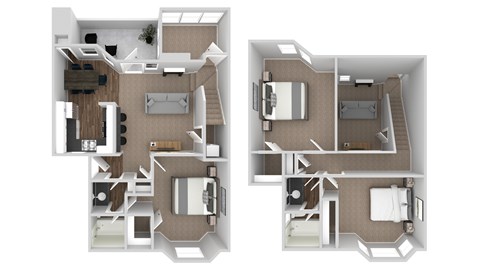 A floor plan of a two bedroom apartment.